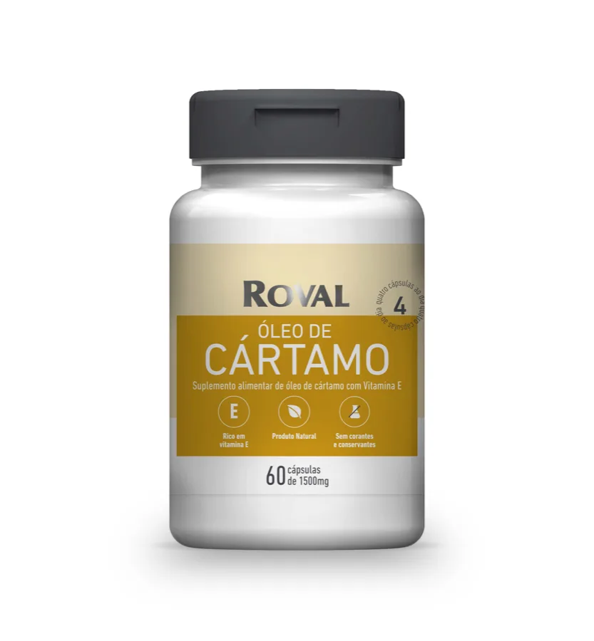 Óleo de Cartamo 1g com Vitamina E – 60 Caps Roval